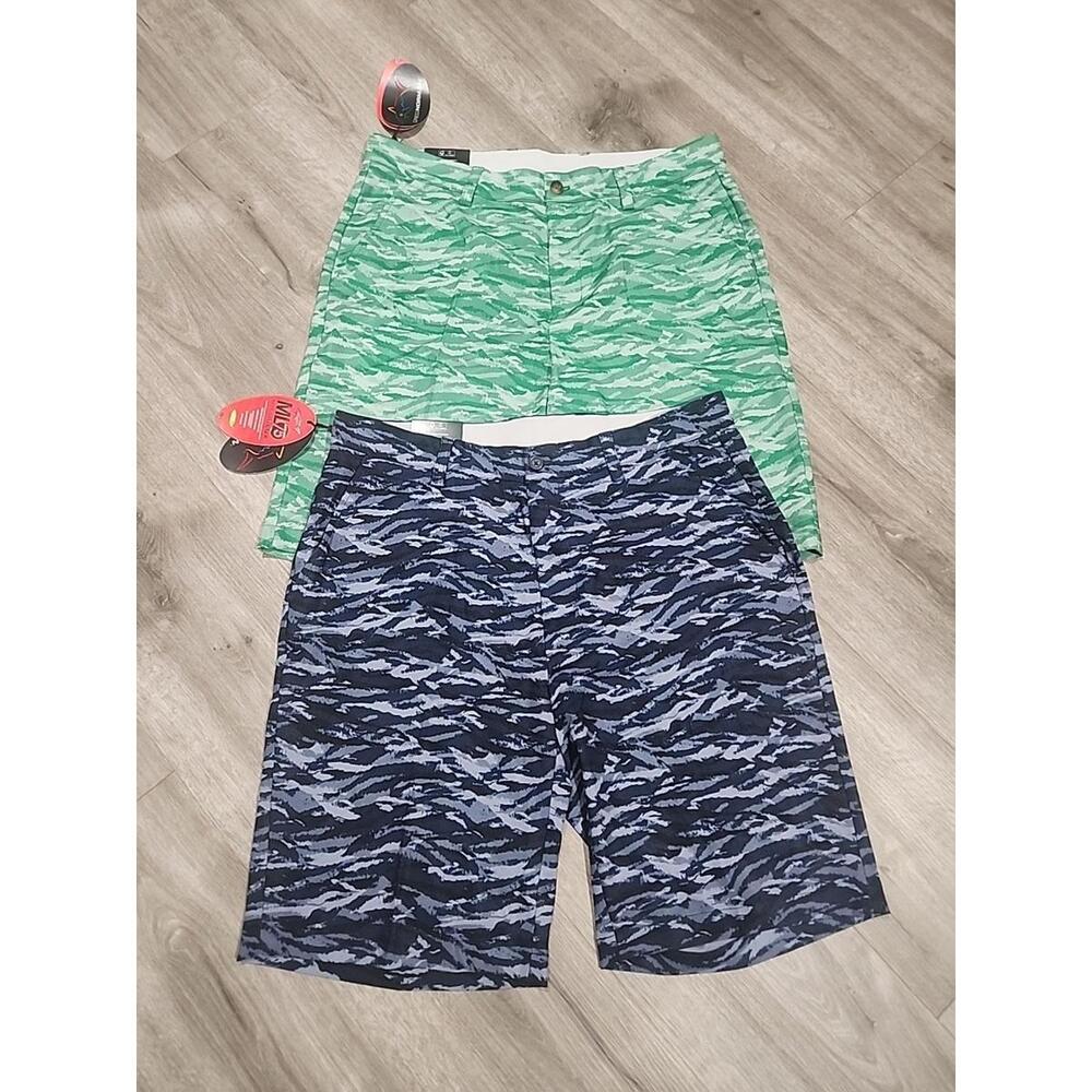 Greg Norman Golf Shorts Men's 34 Blue & Green CamoML75 Microlux PlayDry Stretch